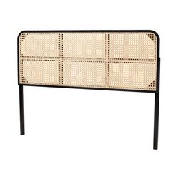 Lainer Modern Bohemian Bamboo Queen Size Headboard by Baxton Studio in Black Natural Rattan (Size QUEEN)