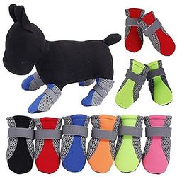 4 pezzi scarpe per cani da compagnia suola morbida antiscivolo in rete traspirante cinturini regolabili stivali stivali per cani per cani di piccola taglia medio-grande - nero s