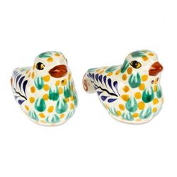 Sweet Doves,'Pair of Majolica Ceramic Dove Salt and Pepper Shakers'