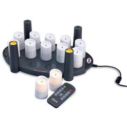 Sterno 60334 All-in-One Flameless Votive Candle Set w/Charging Tray