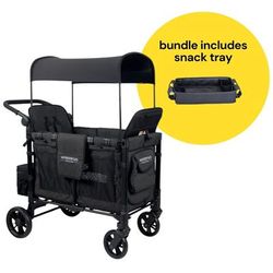 WonderFold W2 Elite Multifunctional Double (2 Seater) Stroller Wagon + Snack Tray Bundle - Volcanic