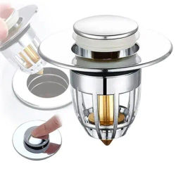 Basin Push Down Pop-up Drain Filter Bath Shower Sink Filter Plug Washbasin Sink Strainer Hair Catcher Kitchen Bathtub Stopper