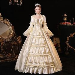Gotico Vittoriano Ispirato al vintage Vestito Costume da festa Abito da Ballo Principessa Shakespeare Tinta unica Abito da ballo Costume Per donna Halloween Carnevale San Valentino Festa serale Feste