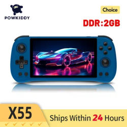 POWKIDDY X55 5.5 INCH 1280*720 IPS Screen RK3566 Handheld Game Console Open-Source Retro Console Children's gifts