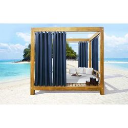 Wide Width Seascapes Light Filtering Grommet Outdoor Curtain Panel Pair by Outdoor Decor by Commonwealth in Indigo (Size 50" W 84" L)
