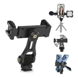 Fixed Bracket Aluminum Alloy Horizontal Vertical Shooting 360 Degree Hot Shoe Mouth Phone Clip