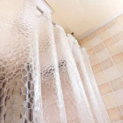 1Set Waterproof Bathroom Shower Curtain Transparent Bathroom Curtain with Hooks Thickened Bathing Sheer Wide Bath Curtain
