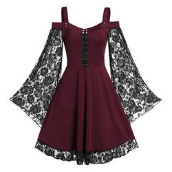 Retrò Vintage Medievale Rinascimento Vestito Vichingo Elfico Pizzo Costume Per donna Fantasia Mascherata Casual Quotidiano Adulti Vestito