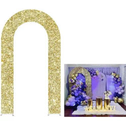 Yellow Flash U-Shaped Arch Cover for Birthday Party Decoration Double-Sided Stretchy Open Arch Backdrop Stand Cover