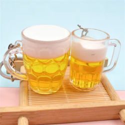 Fashion Multiple Shapes Beer-glass Cheers Keychains Mini Beer Mug Key Ring for Women Men Car Handbag Phone Pendant Bar Gifts