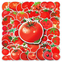 50PCS New Tomato Sticker Plant Cartoon Stationery Flat Luggage Bottle Guitar Computer Helmet Clip Wall Sticker Decoration