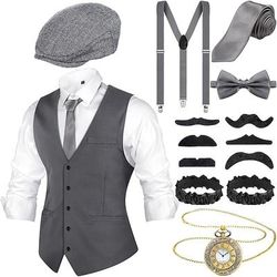 Anni Ruggenti Anni 1920 Retrò Vintage Abiti Gilet Cappello Panama Il grande Gatsby Charleston Gentiluomo Moda Costume Per uomo Natale Halloween Carnevale Balli di fine anno Addio al Nubilato Festival