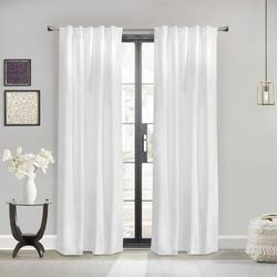 Wide Width Weathermate Topsions Room Darkening Curtain Panel Pair by Thermalogic in White (Size 80" W 63" L)