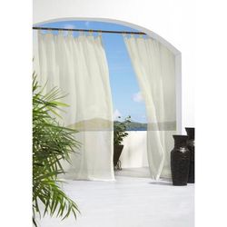 Wide Width Escape Sheer Hook & Loop Outdoor Curtain Panel by Outdoor Decor by Commonwealth in Ivory (Size 54" W 84" L)
