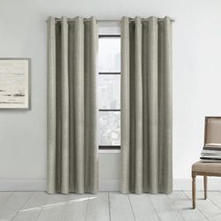 Wide Width Denver 100% Blackout Grommet Curtain Panel by Thermaplus in Taupe Grey (Size 52" W 108"L)
