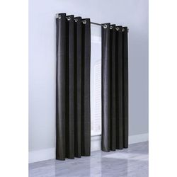 Wide Width Minuit Room Darkening Grommet Curtain Panel by Thermalogic in Black (Size 52" W 84" L)