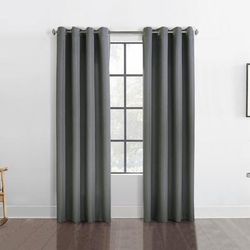 Wide Width Margaret Light Filtering Grommet Curtain Panel by Habitat™ in Charcoal (Size 52" W 84" L)