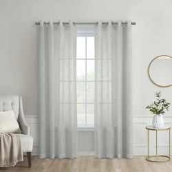 Wide Width Boucle Sheer Grommet Curtain Panel by Habitat™ in Light Grey (Size 52" W 84" L)