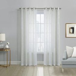Wide Width Boucle Sheer Grommet Curtain Panel by Habitat™ in White (Size 52" W 63" L)