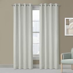 Wide Width Navar Blackout Grommet Curtain Panel by Thermaplus in White (Size 54" W 95" L)