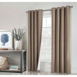 Wide Width Ventura Blackout Grommet Curtain Panel Pair by Thermaplus in Pebble (Size 52" W 63" L)
