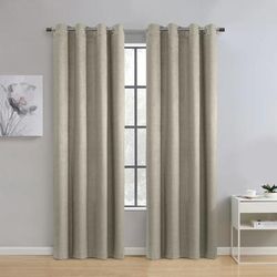 Wide Width Paris 100% Blackout Grommet Curtain Panel by Thermaplus in Taupe (Size 52" W 63" L)