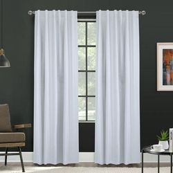 Wide Width Baxter Blackout Dual Header Curtain Panel by Thermaplus in White (Size 52" W 84" L)