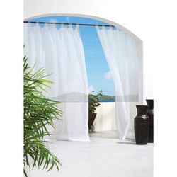 Wide Width Escape Sheer Hook & Loop Outdoor Curtain Panel by Outdoor Decor by Commonwealth in White (Size 54" W 108"L)