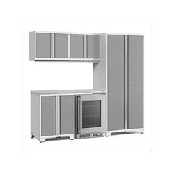 NewAge Garage Cabinets PRO Series Platinum 6-Piece Set with Stainless Steel Top