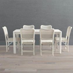 Set of 6 Rectangular Folding Table with Chairs - Antique White, Antique White Cane Chairs - Frontgate