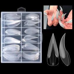 100 pièces/boîte griffe forme incurvée faux ongles conseils faucon demi couverture forme spéciale pointu Extension conception ongles Art Salon manucure