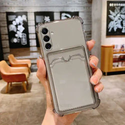 A 55 35 15 25 Card Slot Holder Bag Case For Samsung Galaxy A55 A35 A25 A15 A05s A54 A34 A14 A24 Transparent Silicone Soft Cover