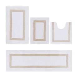 Hotel Collection 100% Cotton 4 Piece (17" X 24" | 20" X 20" | 21" X 34" | 20" X 60") Bath Rug Set by Brylane Home in White Sand