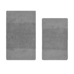 Granada Collection 100% Cotton 2 Piece (21" X 34" | 24" X 40") Bath Rug Set by Brylane Home in Gray