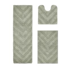 Hugo Collection 100% Cotton 3 Piece (20" X 20" | 21" X 34" | 20" X 60") Bath Rug Set by Brylane Home in Sage