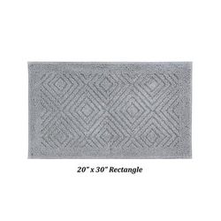 Wide Width Trier Collection 25% Cotton & 75% Polyester 20" X 30" Rectangle Bath Rug by Brylane Home in Silver (Size 20" W 32" L)