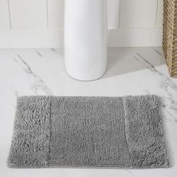Wide Width Granada Collection 100% Cotton 17" X 24" Rectangle Bath Rug by Brylane Home in Gray (Size 24" W 40" L)