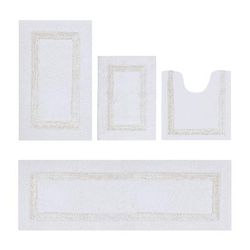 Hotel Collection 100% Cotton 4 Piece (17" X 24" | 20" X 20" | 21" X 34" | 20" X 60") Bath Rug Set by Brylane Home in White Ivory