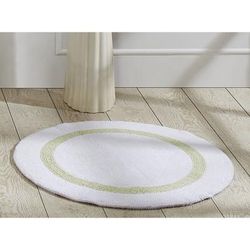 Hotel Collection 100% Cotton 30" Round Bath Rug by Brylane Home in White Sage