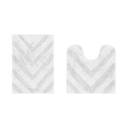 Hugo Collection 100% Cotton 2 Piece (17" X 24" | 20" X 20") Bath Rug Set by Brylane Home in White