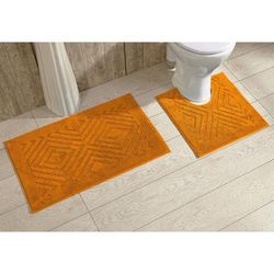 Trier Collection 25% Cotton & 75% Polyester 2 Piece (20" X 20" | 20" X 30") Bath Rug Set by SEI Furniture in Orange