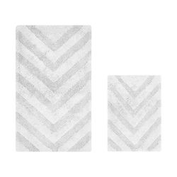 Hugo Collection 100% Cotton 2 Piece (17" X 24" | 24" X 40") Bath Rug Set by Brylane Home in White