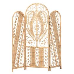 Nadra Modern Bohemian Natural Brown Rattan Room Divider by Baxton Studio in Natural Brown Rattan