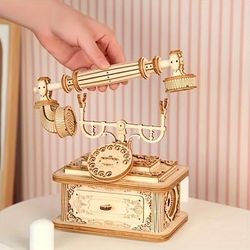 TEMU 3d Wooden Puzzle Creative Retro Telephone Model Kits For Adults Tabletop Decoration And Gift For Christmas/birthday