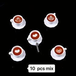 TEMU 10pcs, Mix Resin Simulation 3d Coffee Cup Ornaments, Garden Ornaments, Jewelry Accessories, Micro Landscape Decoration, Holiday Party Accessories, Holiday Party Gifts