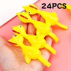 TEMU 24pcs Mini Yellow Rubber Finger Catapult Chicken Shooting Toy - Perfect For Kids' Parties And Gifts - Suitable For Ages 6-8