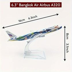 TEMU Air Airbus A320 Alloy Aircraft Model, 6.3" Collectible Airplane Replica, Static Simulation, Desk Office Car Decor, Ideal For Aviation Enthusiasts And Collectors, Suitable For Ages 14+ - 1 Piece