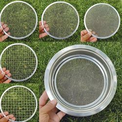 TEMU Soil Sifter Stainless Steel Soil Sieve Set With 5 Interchangeable Mesh (1mm, 3mm, 6mm, 9mm, 12mm) Garden Sifting Screen For Dirt, Sand, Rock, Filtration, Compost And Bonsai