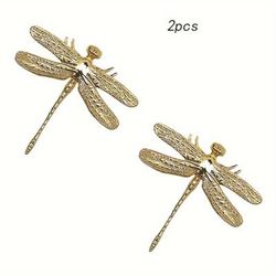 TEMU 2pcs Dragonfly Design Solid Brass Cabinet Knobs - Polished , Drawer Pulls For Home Decor & Furniture