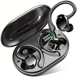 TEMU Q38 Wireless Earbuds, Wireless Headphones With Hd Mic, Stereo Noise Cancelling Earbud, 48h Wireless 5.3 Headphones Dual Led Display, Sport Wireless Earphones With Earhooks, Usb-c